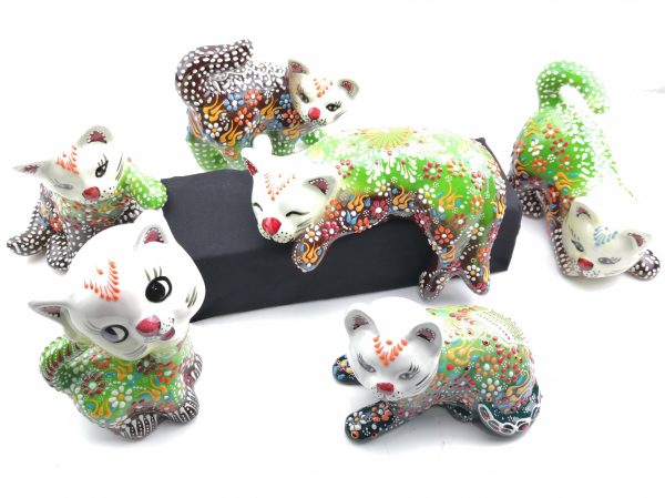 Handmade Ceramic Cats - Hand Painted Turkish Pottery Cats