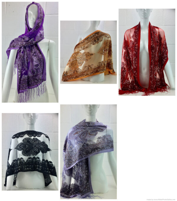 100% Silk Scarf - 5 Colours - See Through - Can be used as a Table Runner